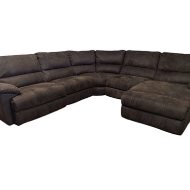 Brown Microsuede Modular Sectional w/ Chaise