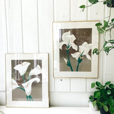 Pair of framed calla lily and iris prints by Vanguard Studios - copy