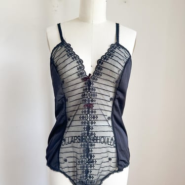 Vintage 1980s Black Lace Teddie / Lingerie // M 