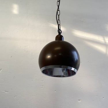 Spaceage Brown and Chrome 70s Pendant Light / Mid Century Modern Design Ceiling Lamp 