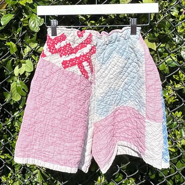 Vintage quilt shorts, granny squares