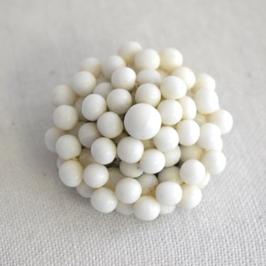 1950s Czech White Glass Cluster Brooch 