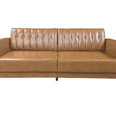 Mid Century Modern Faux Leather Sleeper Couch