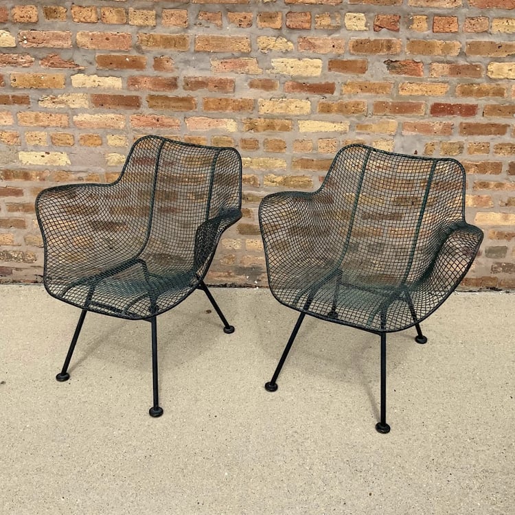 Vintage Russell Woodard Sculptura Wire Mesh Armchairs   