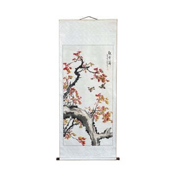 Chinese Color Ink Autumn Burn Brown Leaves Scroll Painting Wall Art ws2238E 