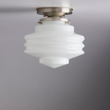 CLEARANCE- Art Deco - Modern - Handblown White/Milk Glass - Flush Mount Ceiling Light Fixture 