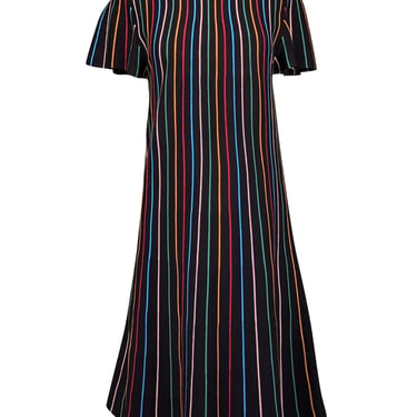 Red Valentino - Black w/ Multicolor Stripe Knit Dress Sz L