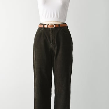 vintage corduroy pants in olive brown | 90s Eddie Bauer 