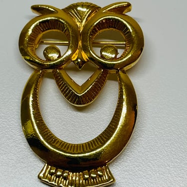 Gold Owl Brooch