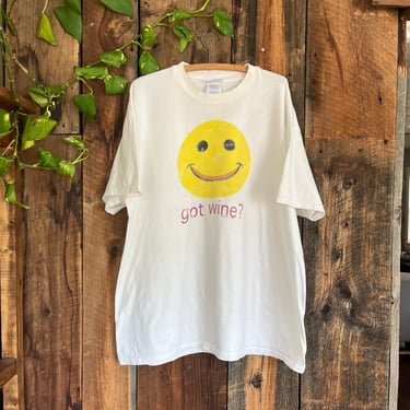 Vintage 90s Got Wine? Smiley face t shirt size XL 