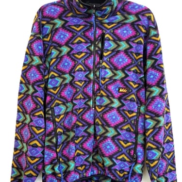 Vintage 80s REI Fleece Jacket Size XLarge Mens Zip Up Sweater Aztec Retro