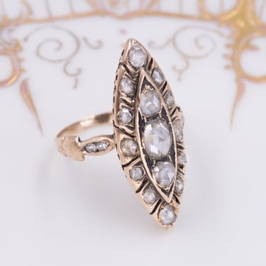 Rose-Cut Diamond Navette Ring C. 1850s