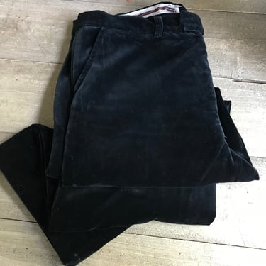 French Black Velvet Trousers, Moleskin Velvet, 1940s, 1950s, Period Clothing 