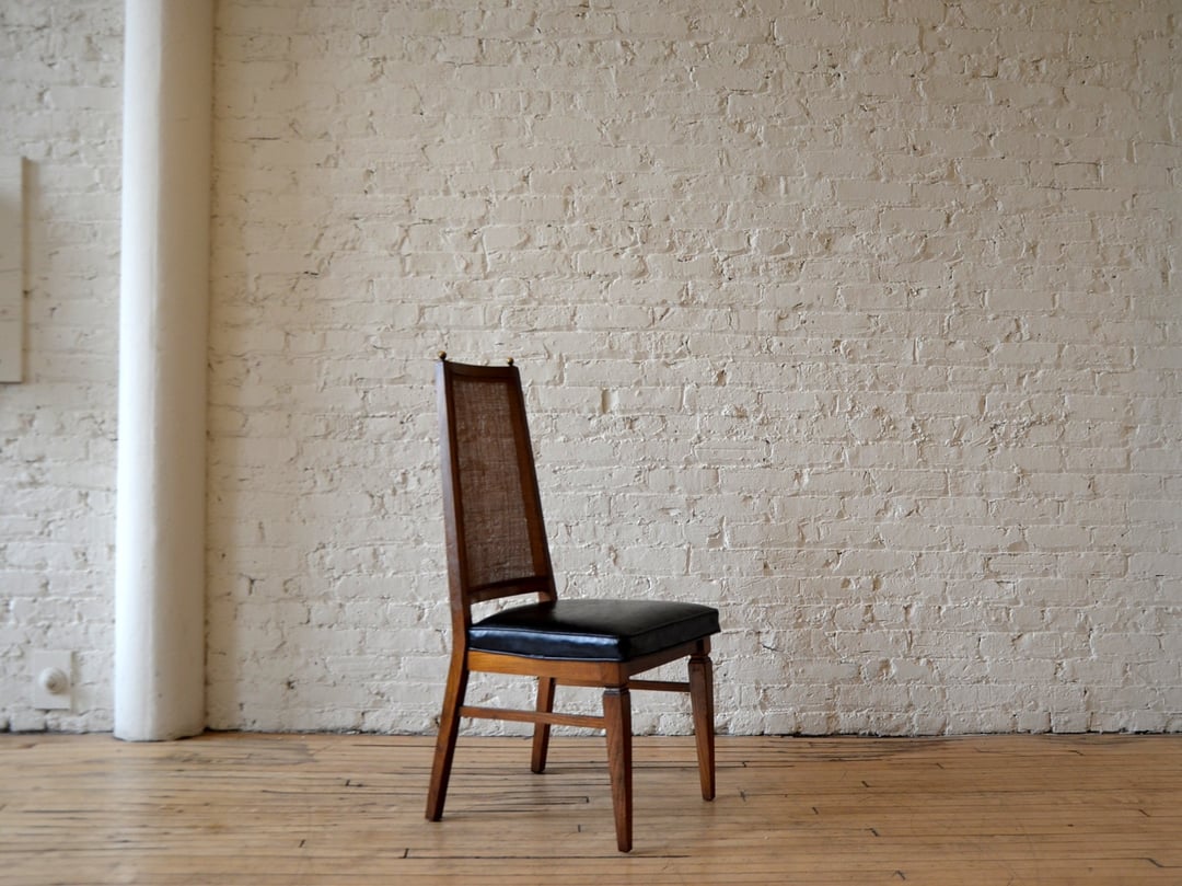 MCM Walnut / Cane Dining Chairs Set of Four Reclaimed Luxury