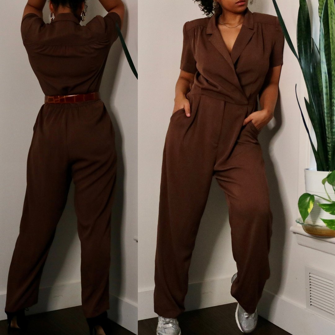 90s Jumpsuit Danny Nicole Jumpsuit Vintage Minimalist Jumpsuit Vintage Brown J Michael Vintage Atlanta GA