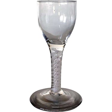 1750's Antique Early Double-Series Cotton Twist Stem Wine Glass 