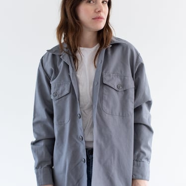 Vintage Grey Overshirt | Unisex Cotton Utility Work Jacket | M L | 