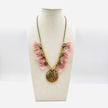 Lucky Brand brushed Gold & Pink Blush Fringe Reversible Necklace by LeChalet