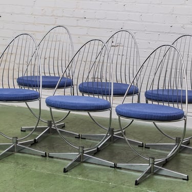 Rare 60’s Dalum Danish Modern Chrome Swivel Chair Sweden Set of 6