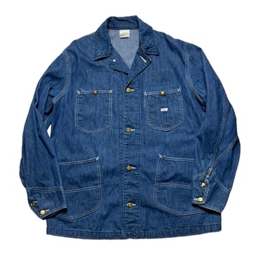 Vintage 1970s USA Made LEE Denim Chore Jacket ~ size 42 / Large ~ Work Coat ~ Farm / Barn ~ 