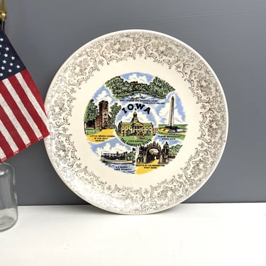 Iowa souvenir state plate - vintage 1960s road trip souvenir 