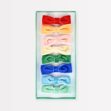 Rainbow Velvet Bow Hair Clips