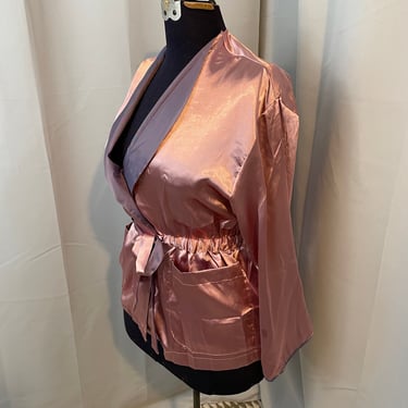 90s Victoria's Secret Gold Tag pink and purple satin shortie robe S 