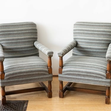 Pair of English Oak Library Chairs