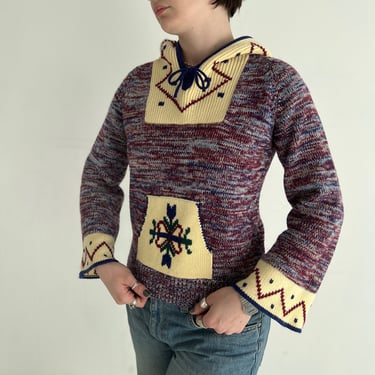 70s Space Dye Hooded Sweater