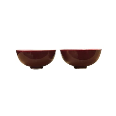 Pair Chinese Porcelain Oxblood Red Glaze Cup Display Art JK308S 