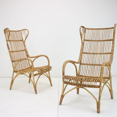 Midcentury Rattan Armchairs, 1960s 