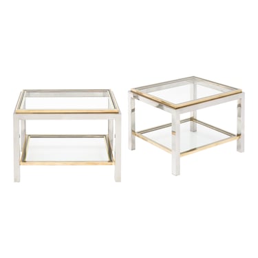 Maison Charles Chrome and Brass Side Tables