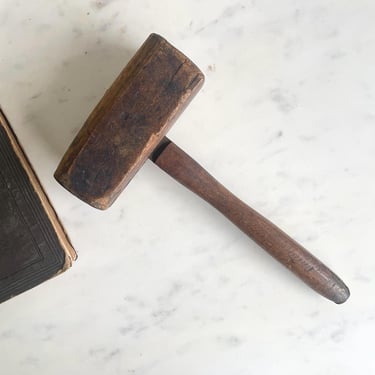 Primitive Wood Mallet Gavel Antique Wooden Hand Tool Wood Hammer Rustic Decor Primitive Farm Tools Vintage 