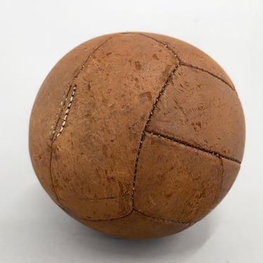 Vintage Brown Leather Medicine Ball, 1930's 