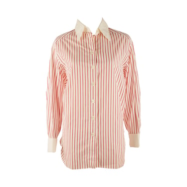 Chanel Red Striped Logo Button Up