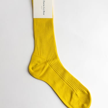Cotton Ribbed Socks in Limone