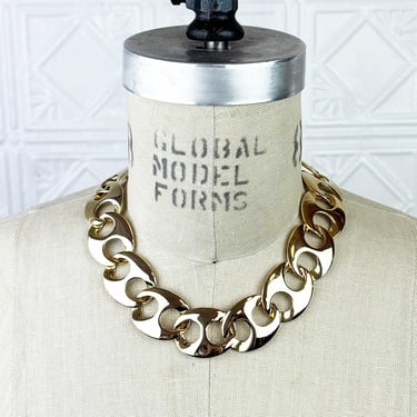 Vintage Gold Tone Mariner Chain Link Choker Necklace 
