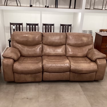 Light Brown Leather Reclining Sofa