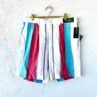 Vintage Izod 80s Shorts Striped Preppy Golf Bottoms New 