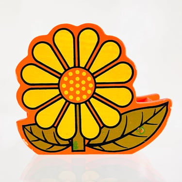 Vintage 1970s Retro Groovy Flower Power Crazy Daisy Desk Tape Dispenser Counterpoint San Francisco Made In Japan 