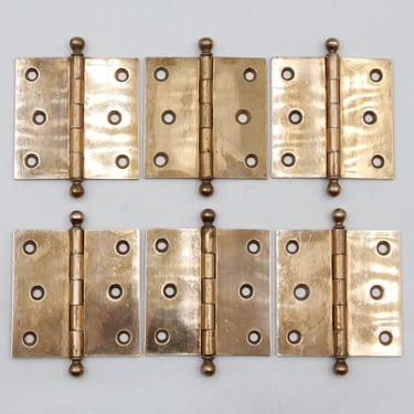 Set of 3 x 3 in. Polished Brass Butt Door Hinges