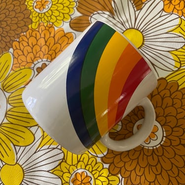 80s Rainbow Mug / Vintage Rainbow Mug FTDA / Coffee Mug/ Rainbow Decor 