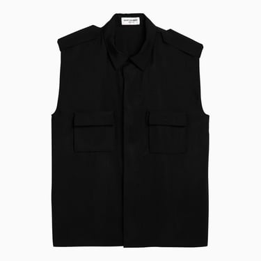 Saint Laurent Saharienne Black Sleeveless Shirt Men