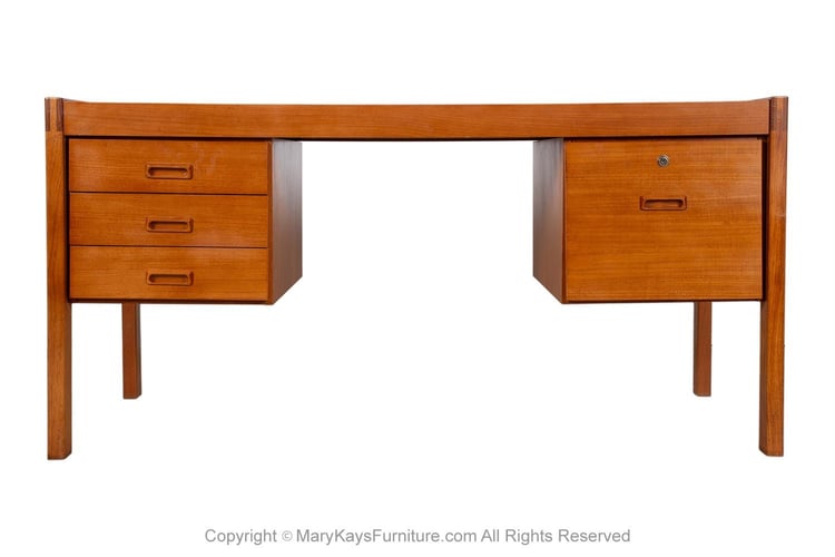 Mid-Century Danish Teak Large Executive Desk 