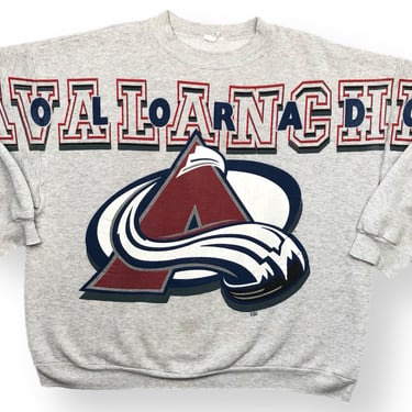 Vintage 90s Cliff Engle Colorado Avalanche Hockey NHL Big Spell Out Graphic Crewneck Sweatshirt Pulled Size Large/XL 