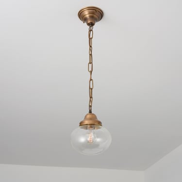 Clear Glass Pendant - Hanging Fixture - Clear Glass shade - Schoolhouse Lighting - Kitchen Light 