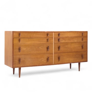 Stanley Young for Glenn of California Mid Century Walnut 8 Drawer Lowboy Dresser - mcm 