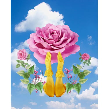 Surreal Rose: Fine Art Photo | Large Handmade Collage Art Mixed with 3-D Objects | Magritte Inspired | Dali Inspired | Still Life | Floral 