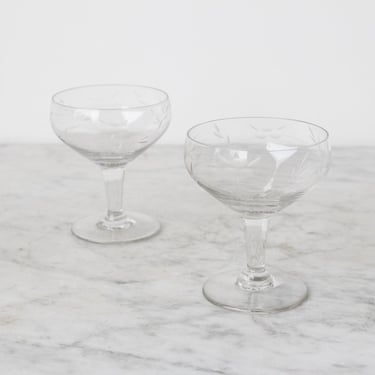 Pair of Matched Etched Glass Coupes