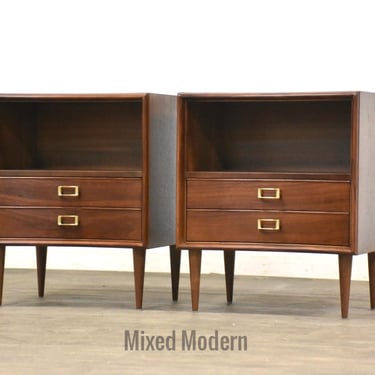 Refinished Paul Frankl Walnut Nightstands - A Pair 